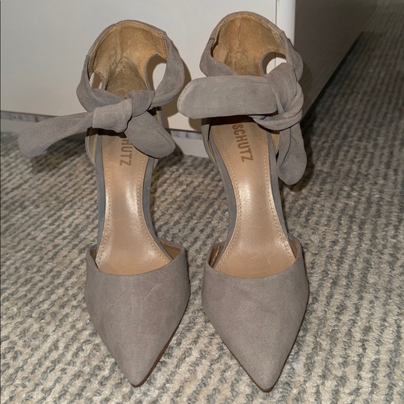 SCHUTZ Taupe Bow Detail Heels - Picture 1 of 5